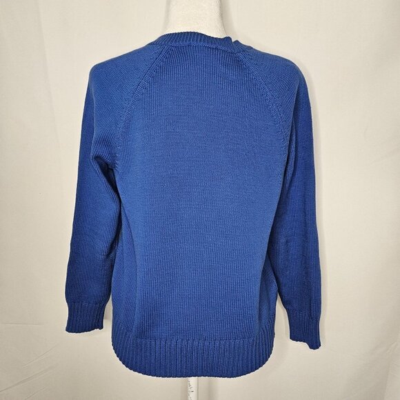 Ann Taylor Size Petite Large Shoulder Button Trim Ragland Sleeve Blue Sweater - Picture 5 of 12